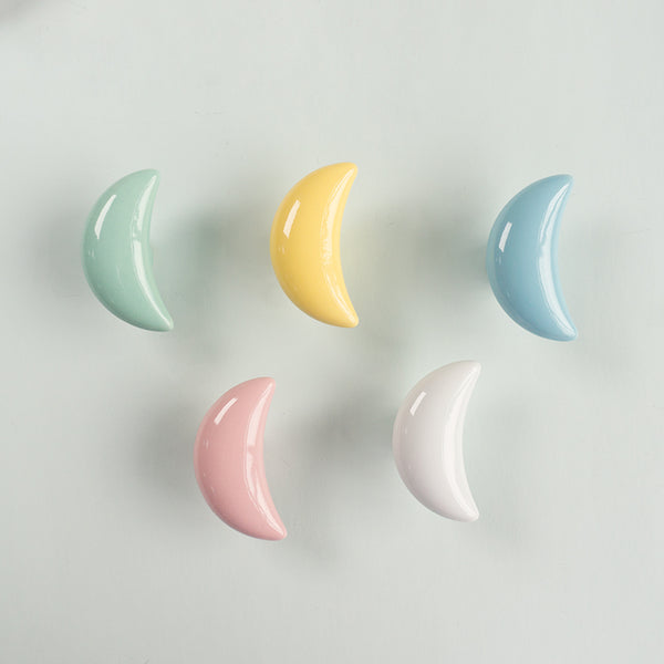 Ceramic Cute Moon Shape Knob Cabinet Knobs Children's Room Handle