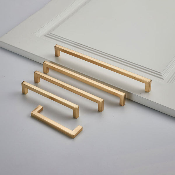 Modern Solid Brass Cabinet Handles Brushed Brass Drawer Pulls
